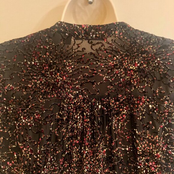 Sno Skins Long Sleeve V-Neck Raised Velour Multicolor Print Tunic Shirt Size M - Picture 6 of 16